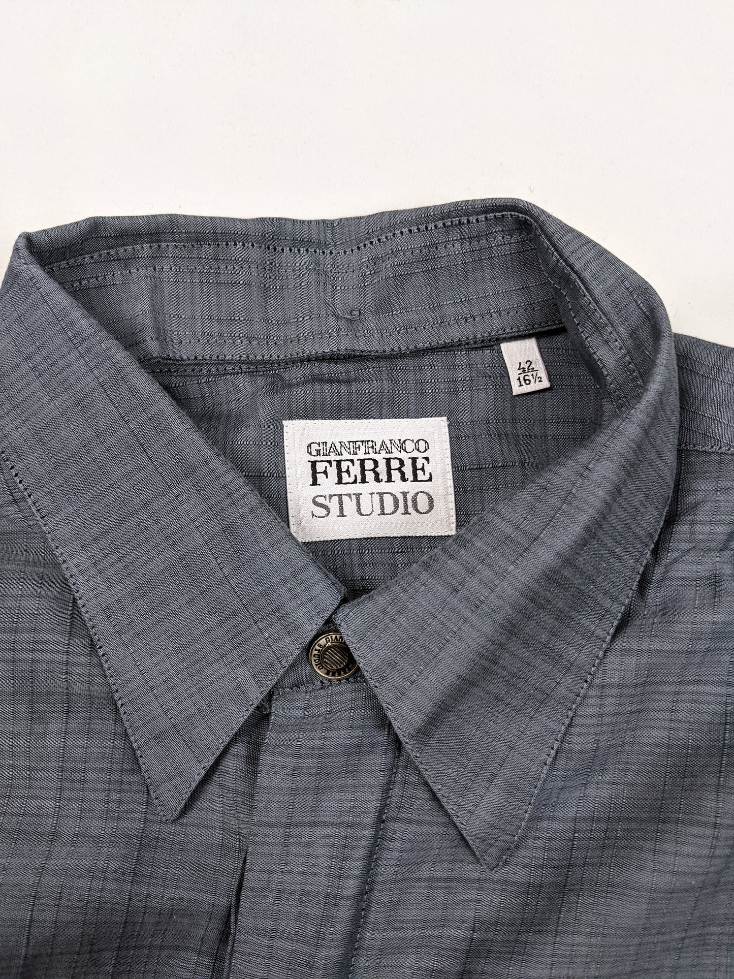 Vintage Mens Slub Cotton Detachable Collar Shirt, 1990s