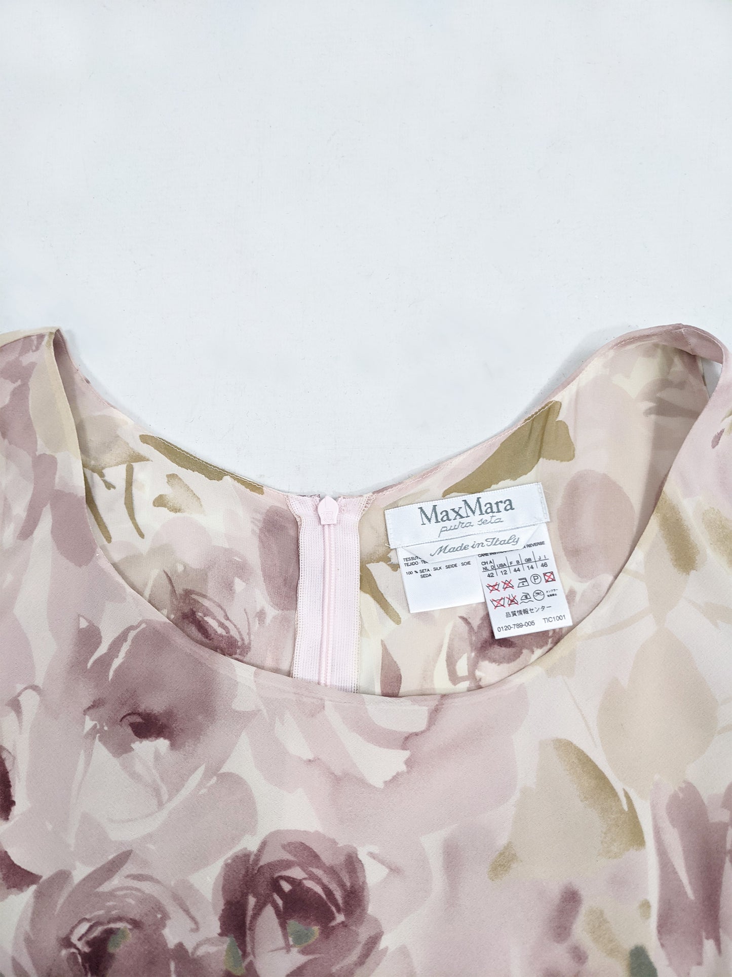 Vintage Pastel Sheer Floral Pure Silk Chiffon Blouson Dress, 1990s
