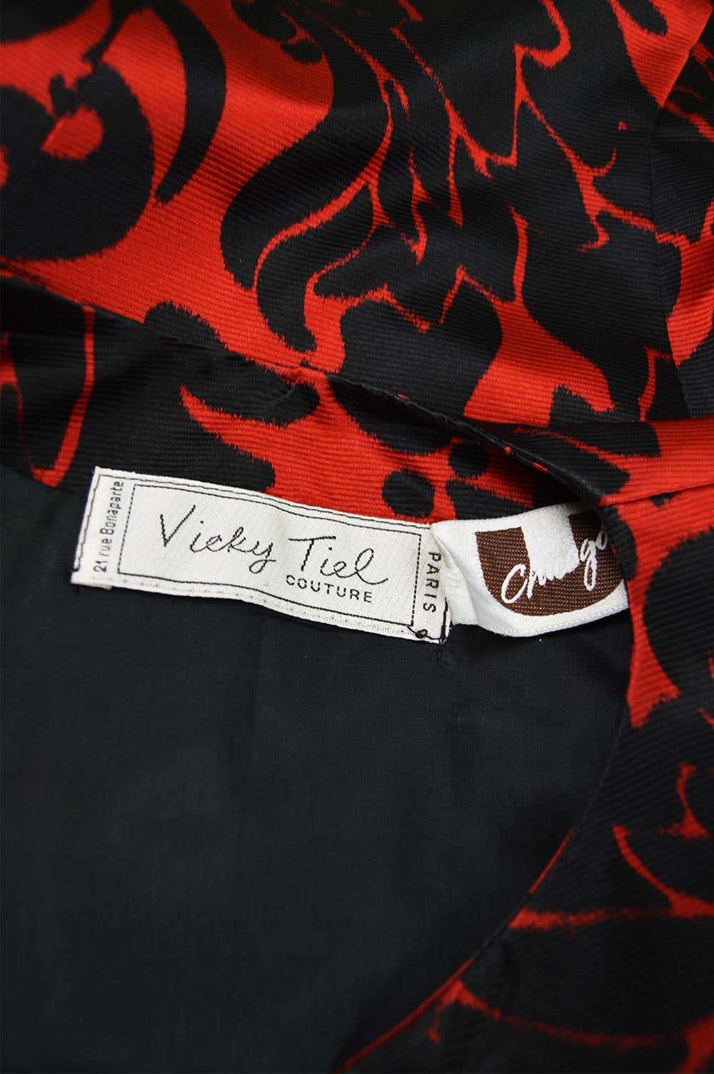 Vicky Tiel Vintage Womens Red & Black Evening Jacket, 1980s