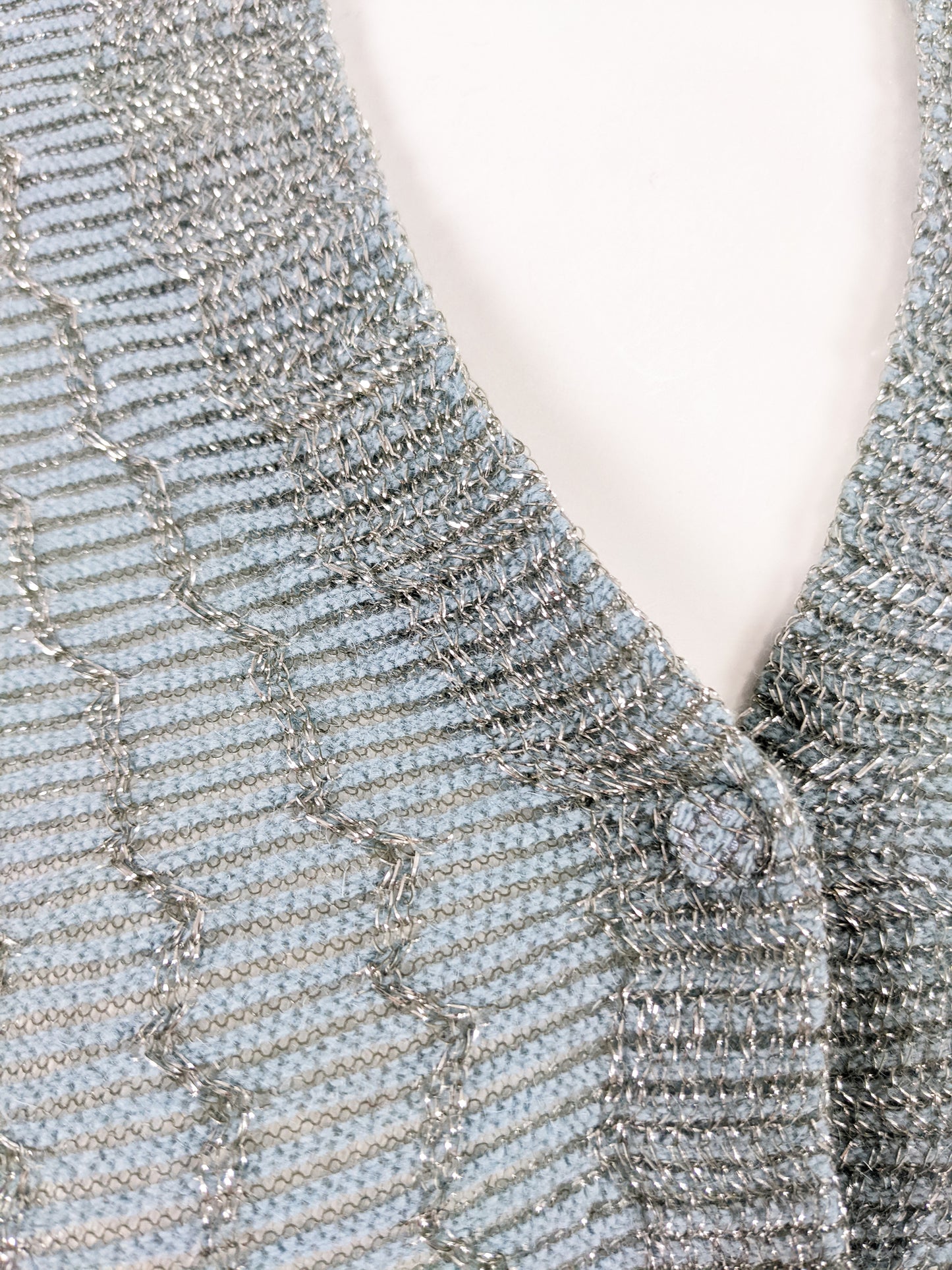 Luisa Spagnoli Vintage Pastel Blue & Silver Knit Dress, 1960s