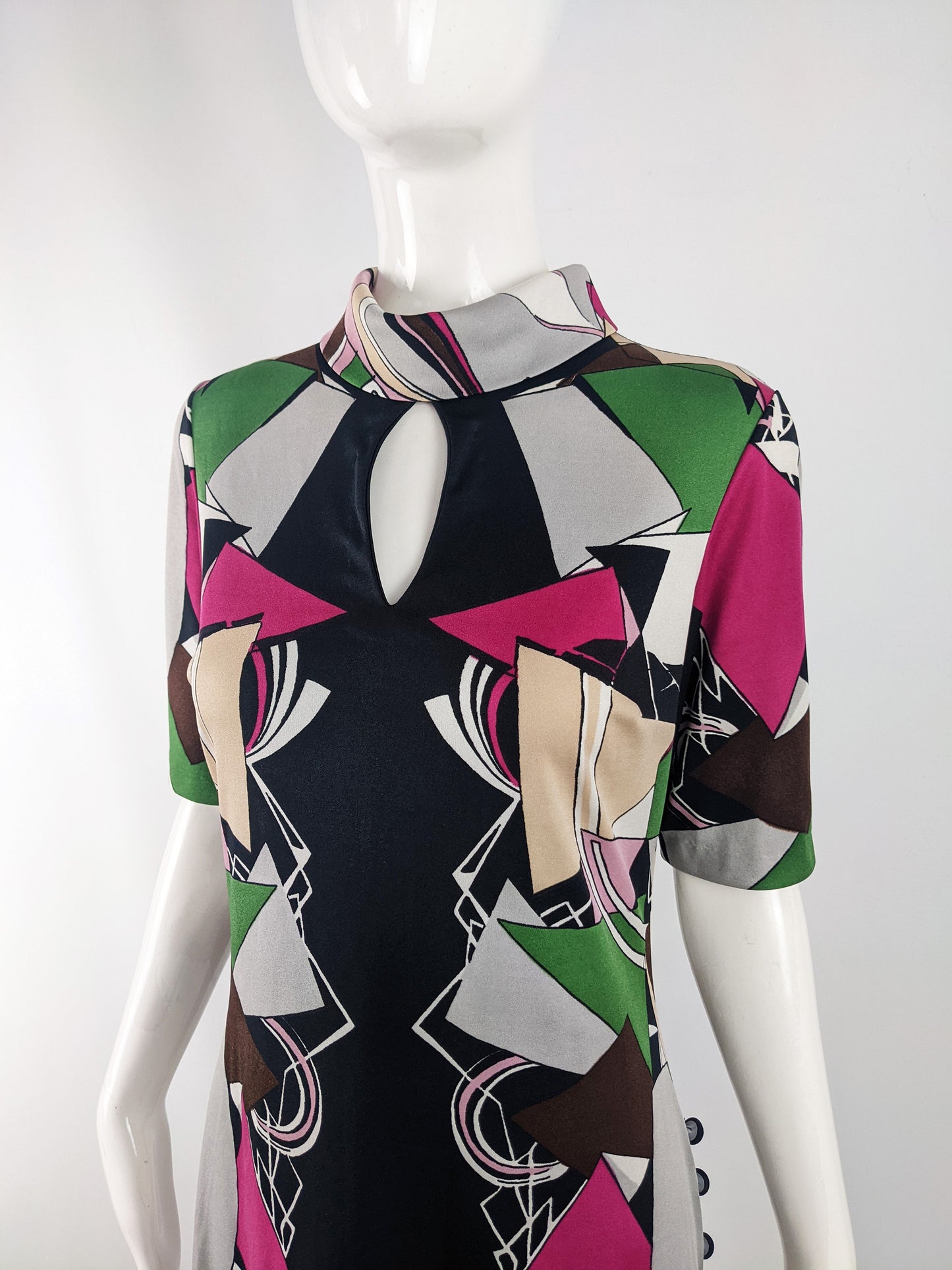 Travona Vintage Italian Colourful Print Maxi Dress, 1970s