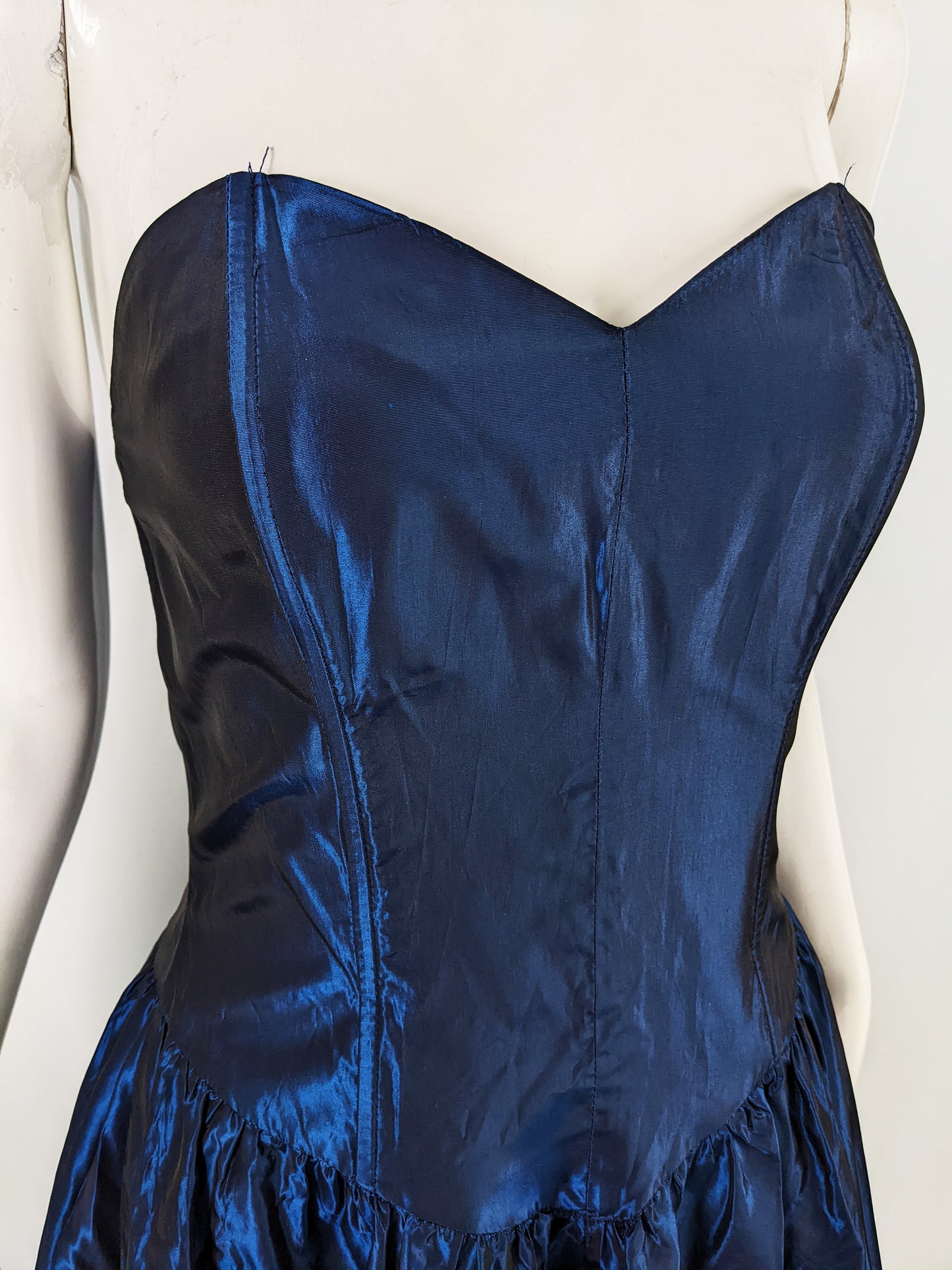 Kriss Vintage Iridescent Blue Taffeta Party Dress, 1980s