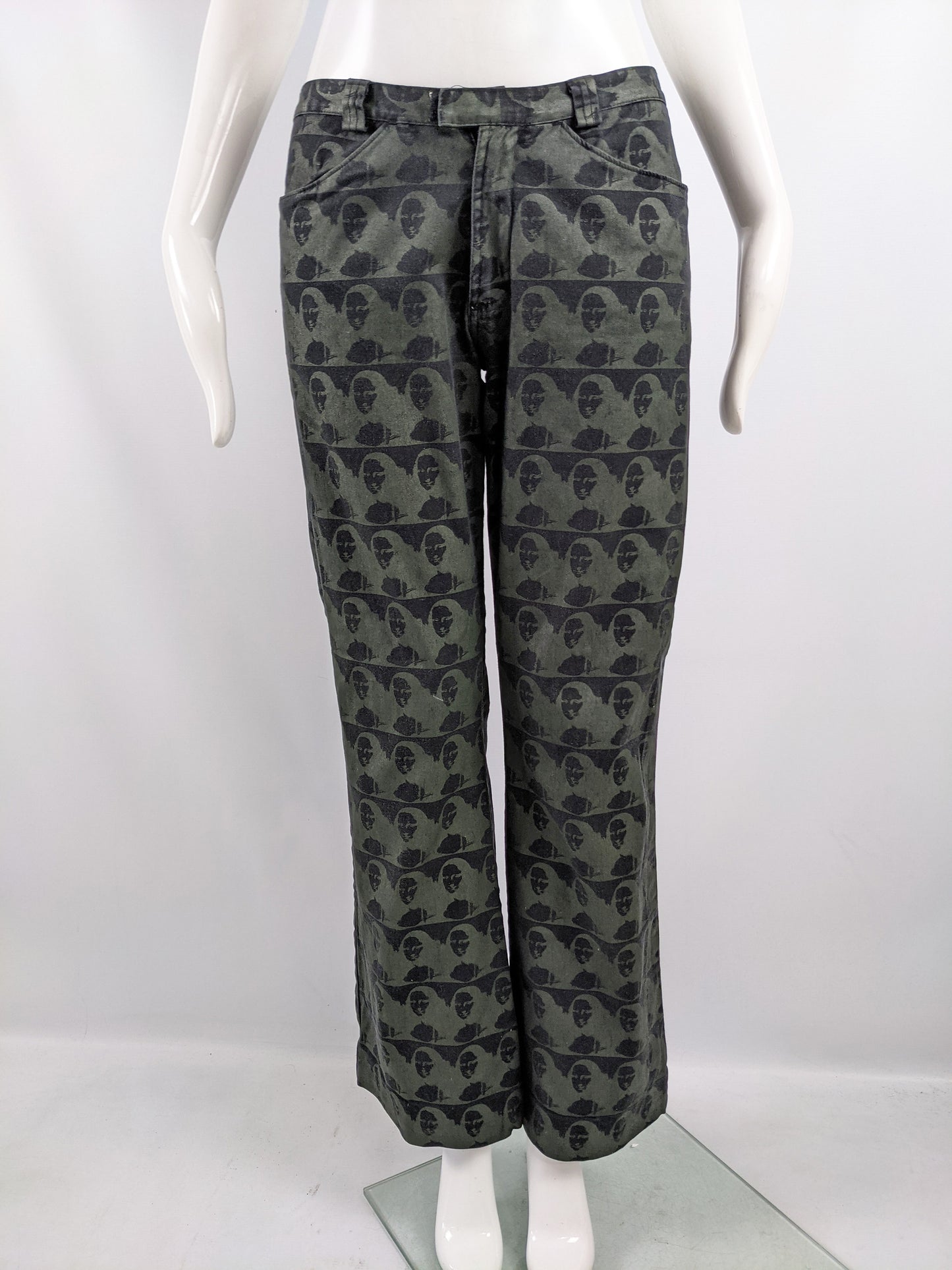 Cultura x Andy Warhol Vintage y2k Mona Lisa Print Bootcut Jeans, 2000s