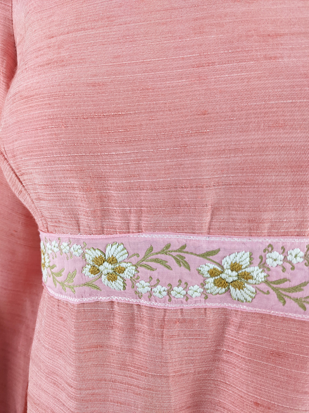 Vintage 1960s Raw Silk Peach Maxi Dress