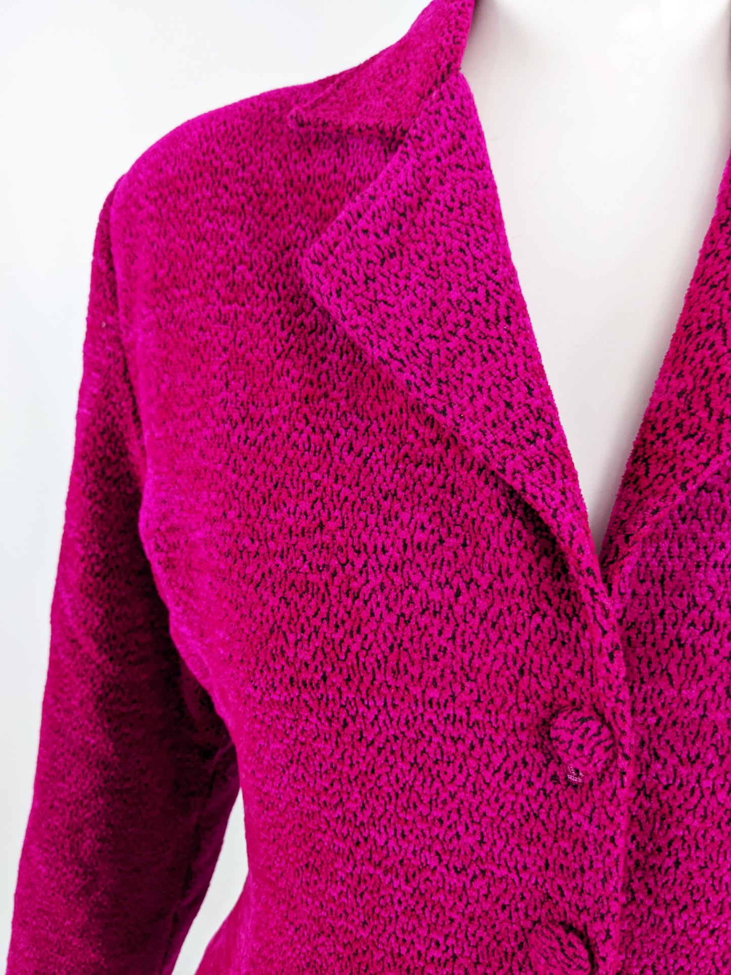 Superlove Vintage y2k Pink Textured Velvet Peplum Jacket, 1990s