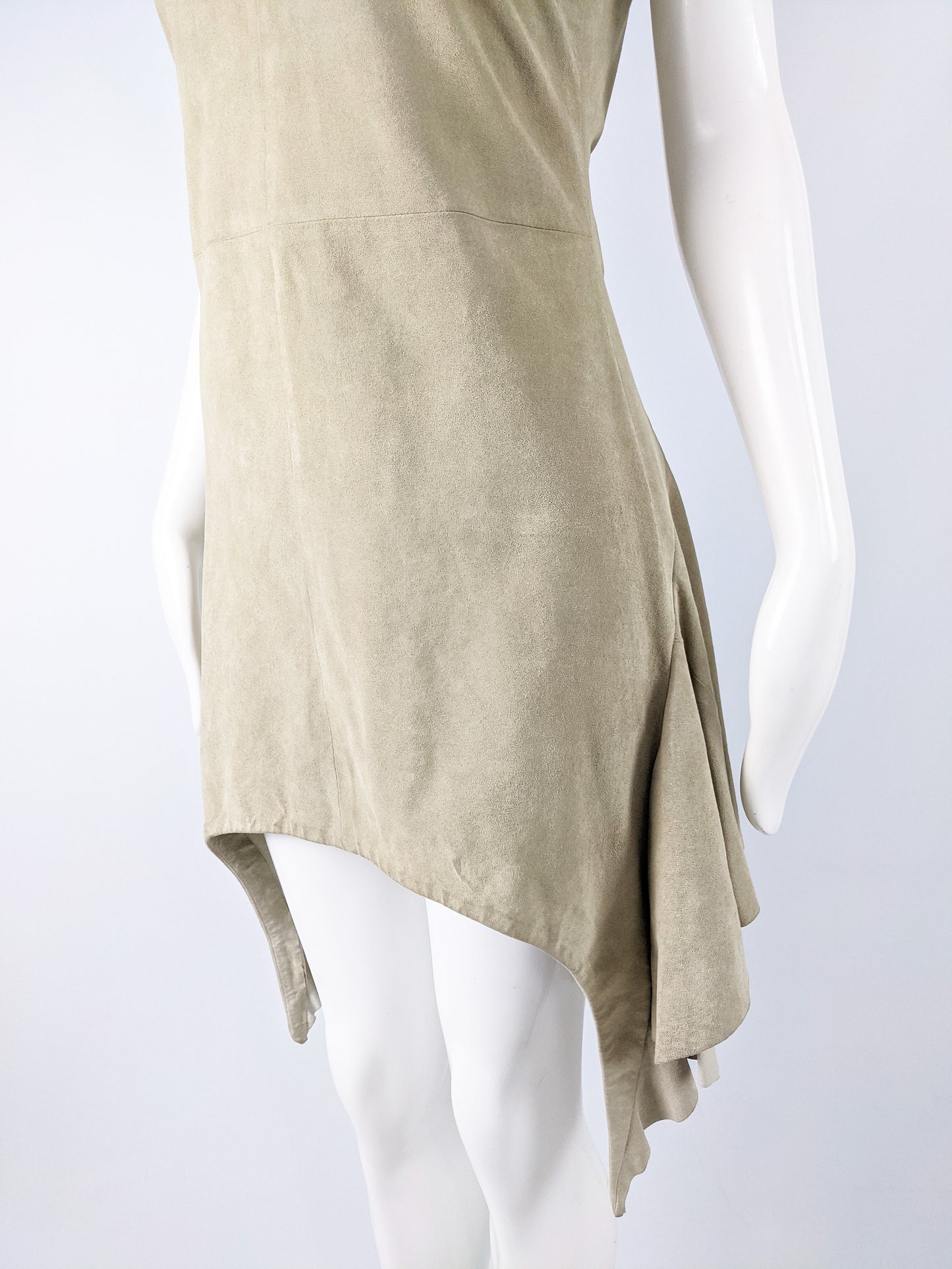 Vintage Suede Draped Mini Dress, 1990s