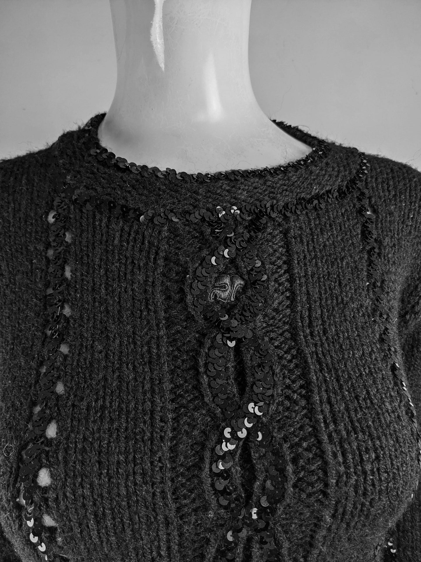Vintage Black Sequin Wool & Mohair Sweater, 1970s