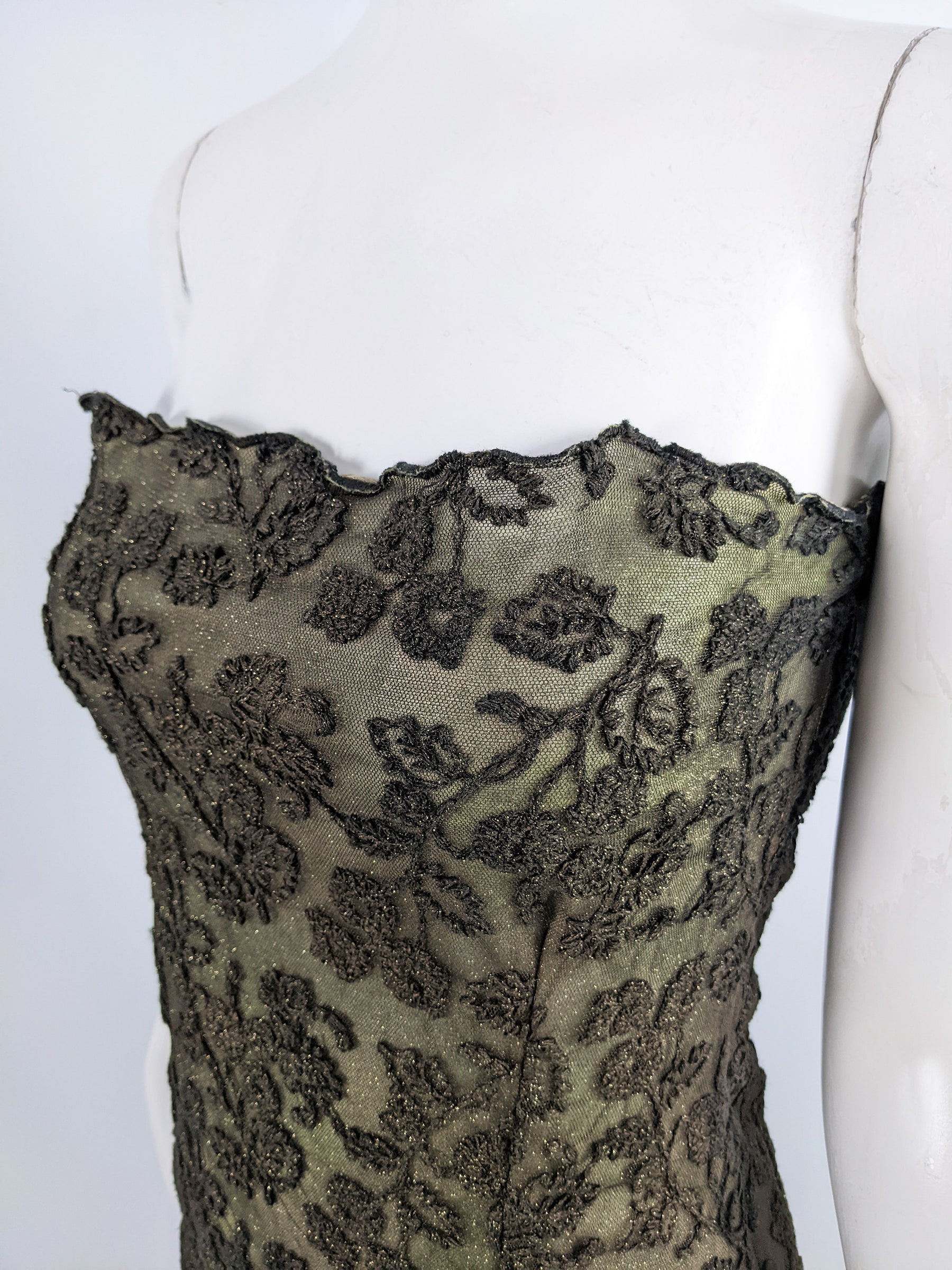 Emanuel Ungaro Vintage Green Mesh Party Dress, 2000s
