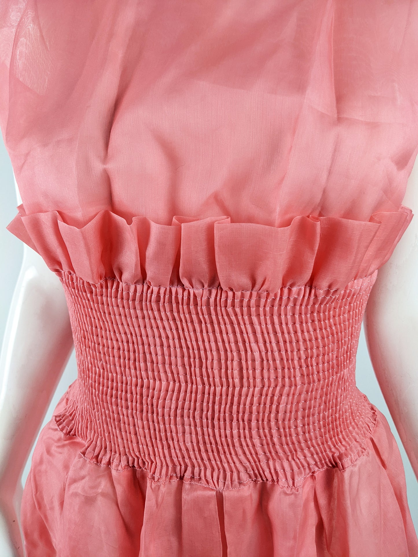 Emporio Armani Vintage Sheer Pink Organza Dress, 1980s