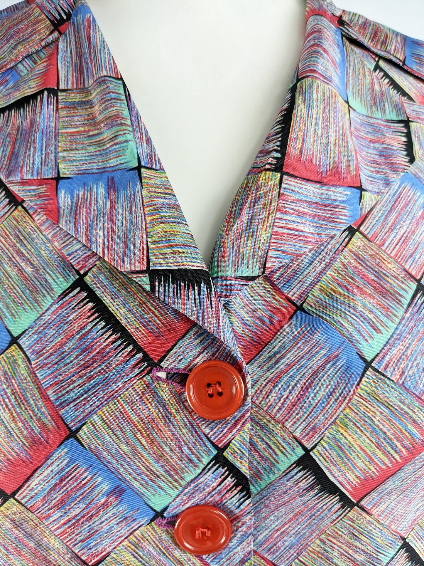 Vintage Womens Short Puff Sleeve Blouse, 1970s