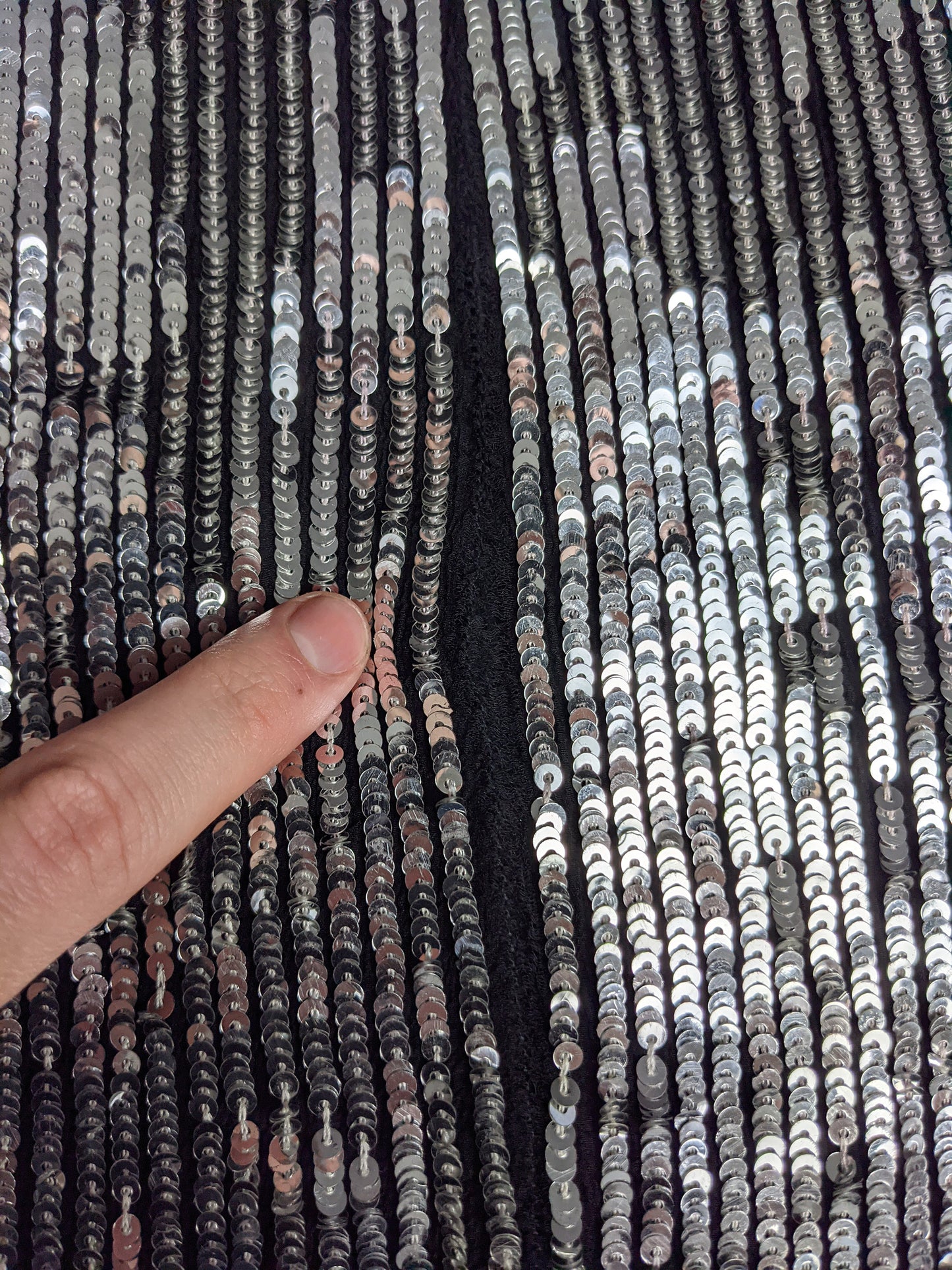 Vintage Black Silk & Silver Sequin Art Deco Party Dress, 1980s