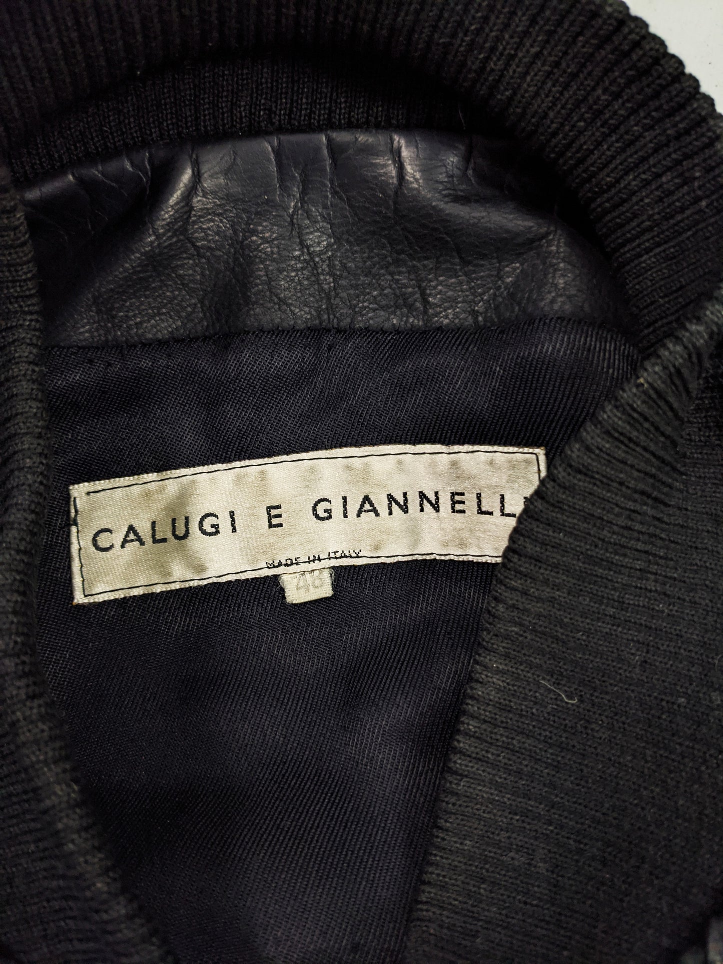 Calugi e Giannelli Vintage Mens Leather Bomber Jacket, 1980s