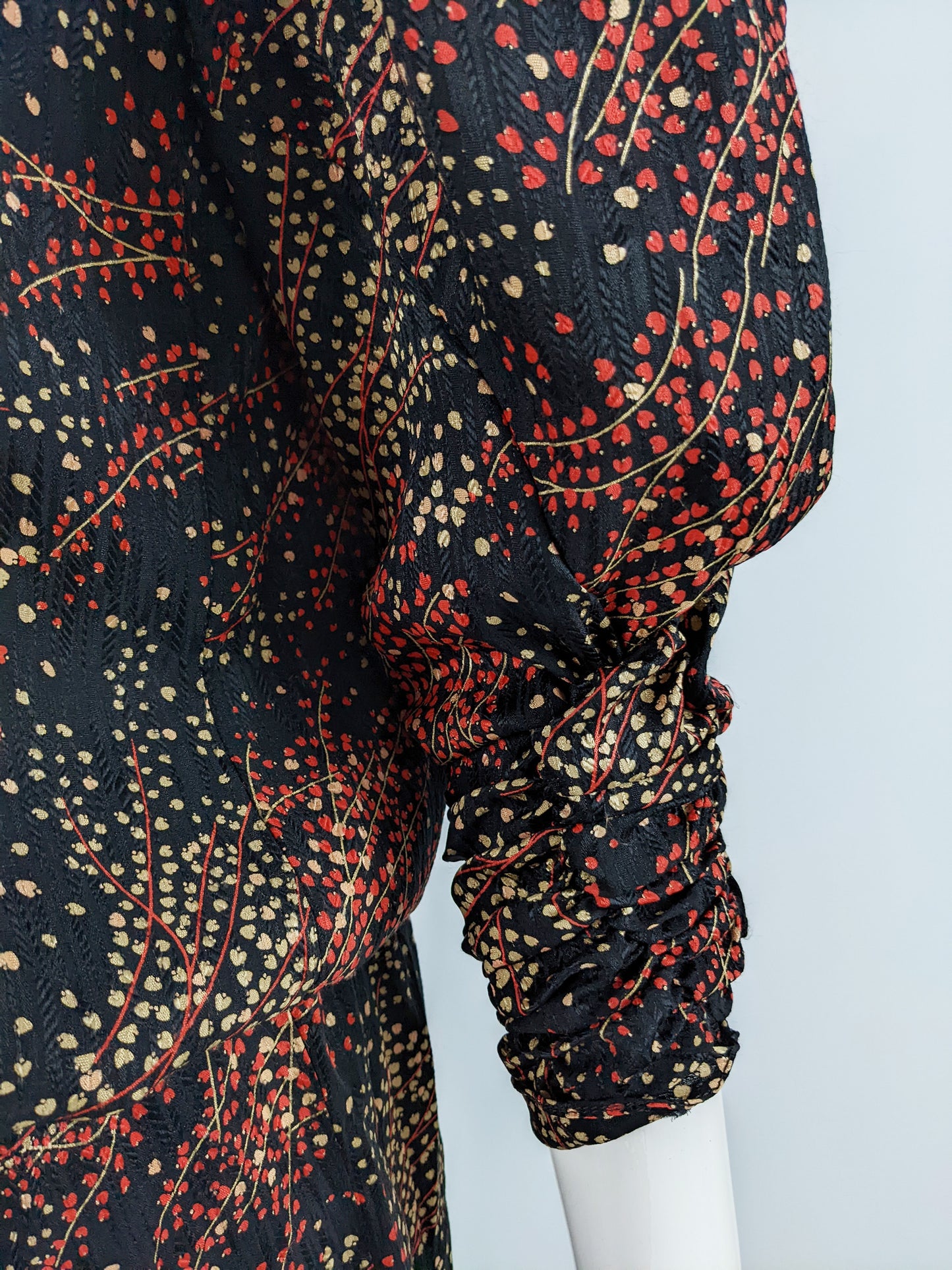 Jean & Martin Pallant Red & Black Silk Blouson Dress, 1980s