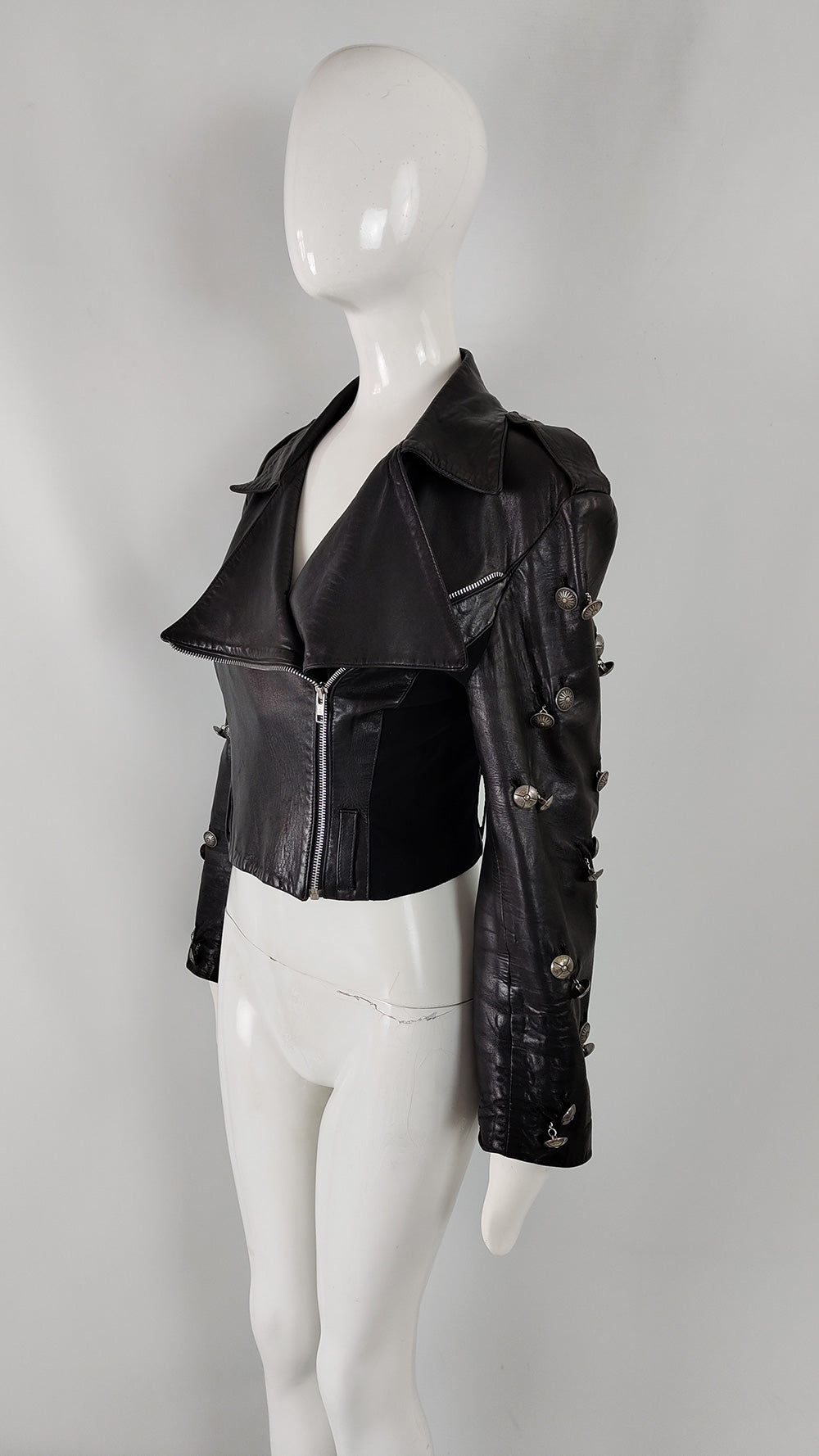 Helen Storey Vintage 80s Womens Black Leather Biker Jacket