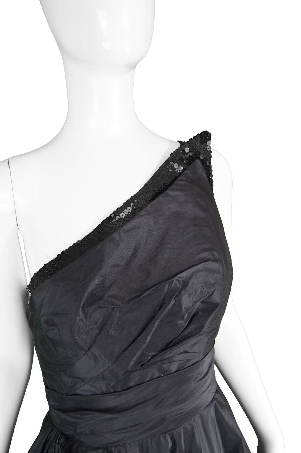 Vintage Sequinned Taffeta Asymmetrical Evening Gown, 1980s