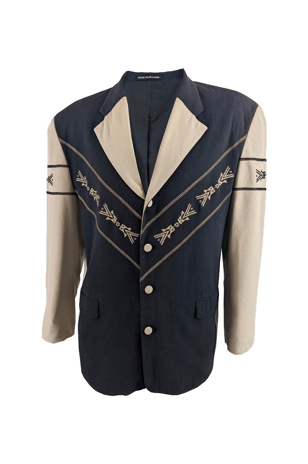 Vintage Mens Rockabilly Style Embroidered Blazer Jacket, 1980s