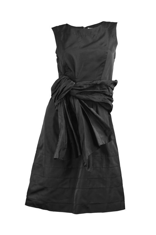 Preowned Black Silk Taffeta Cocktail Party Dress, 2000s