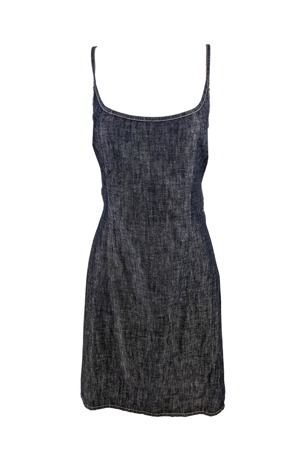 Versace Jeans Couture Vintage Dark Blue Denim Backless Dress, 1990s