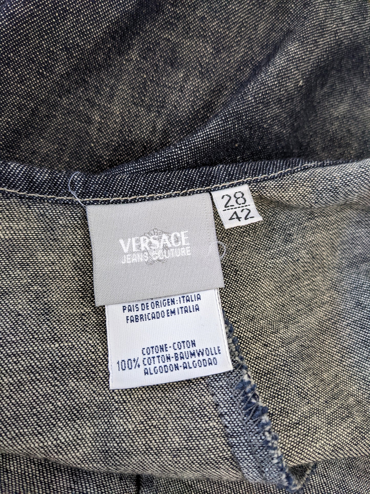 Versace Jeans Couture Vintage Dark Blue Denim Backless Dress, 1990s
