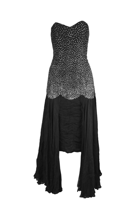 Vintage Sparkly Tulle & Ruched Silk Evening Dress, 1980s