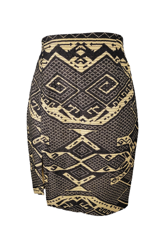 Gianfranco Ferre Vintage 80s Woven Silk Tribal Skirt, 1980s