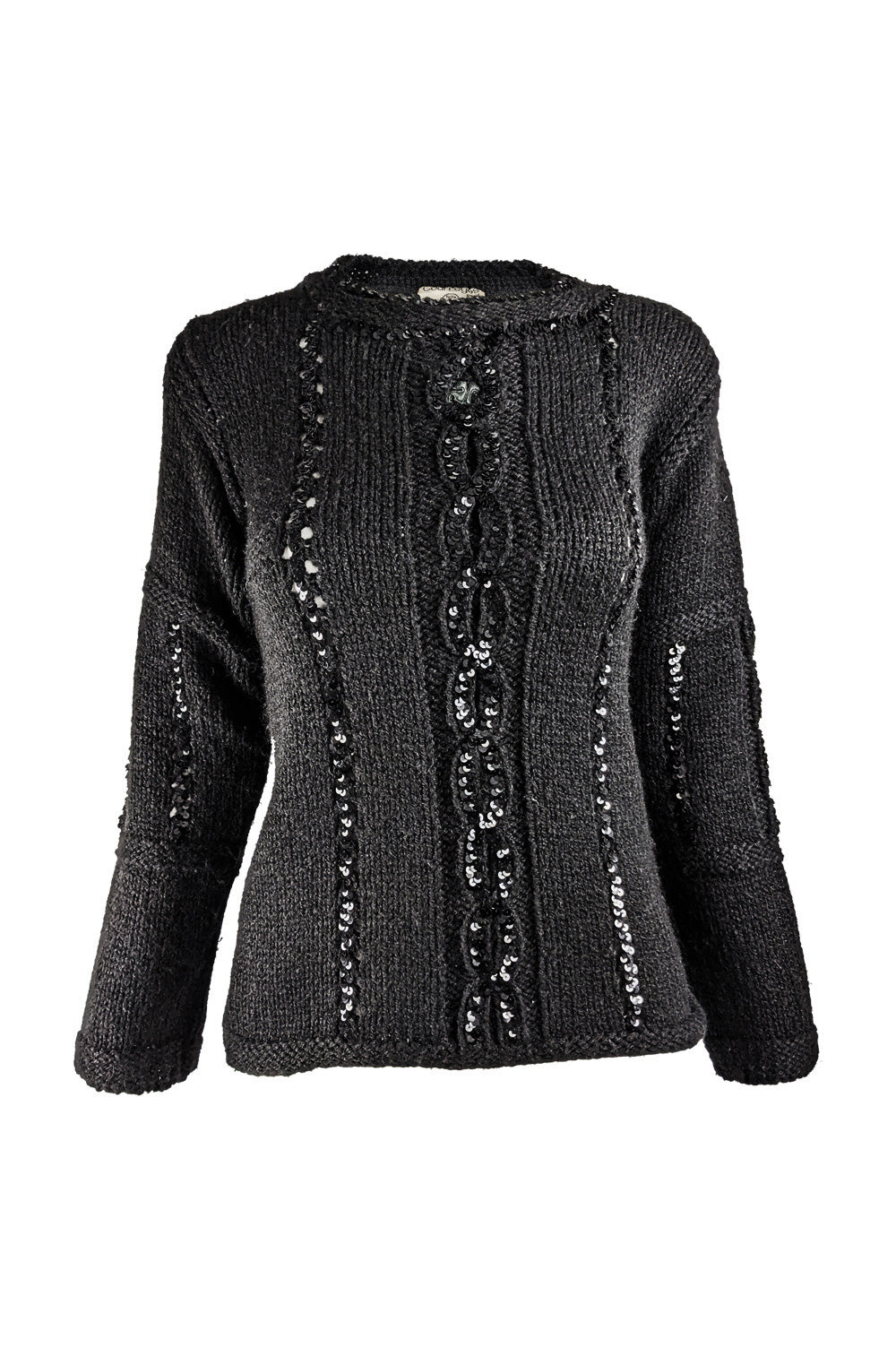 Vintage Black Sequin Wool & Mohair Sweater, 1970s