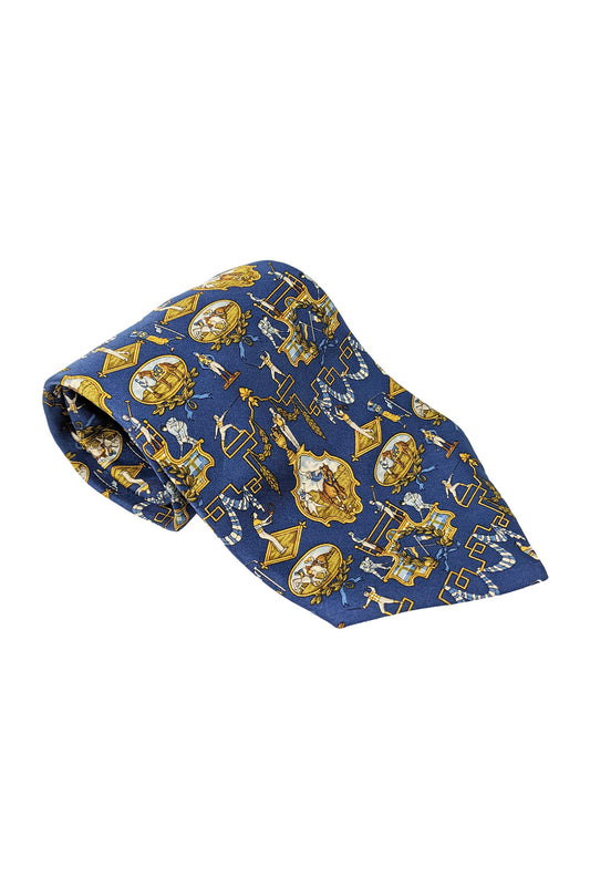 Vintage Mens Silk Baroque Print Tie, 1980s