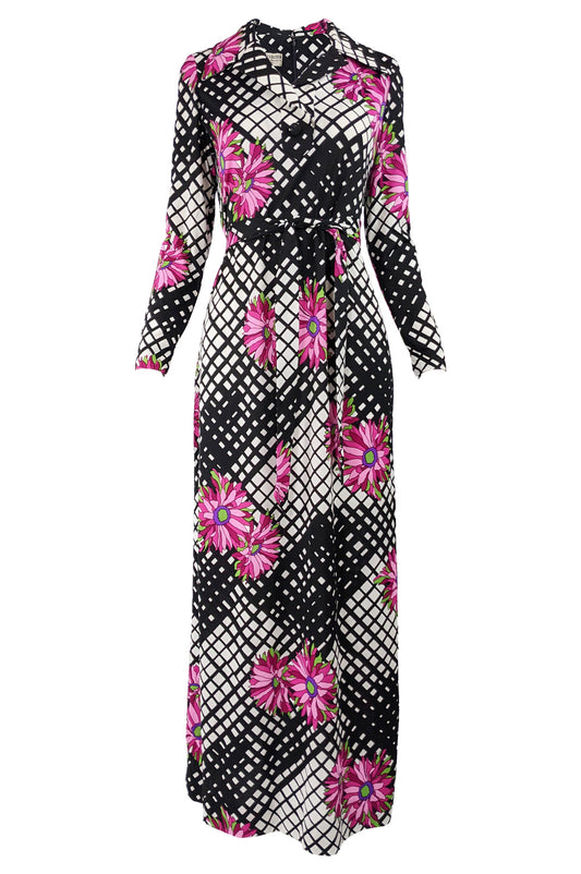 Vintage Psychedelic Patterned Maxi Dress, 1970s