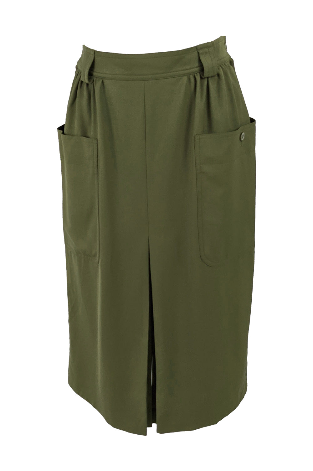 Vintage Womens Green Wool Gabardine Skirt, 1990s