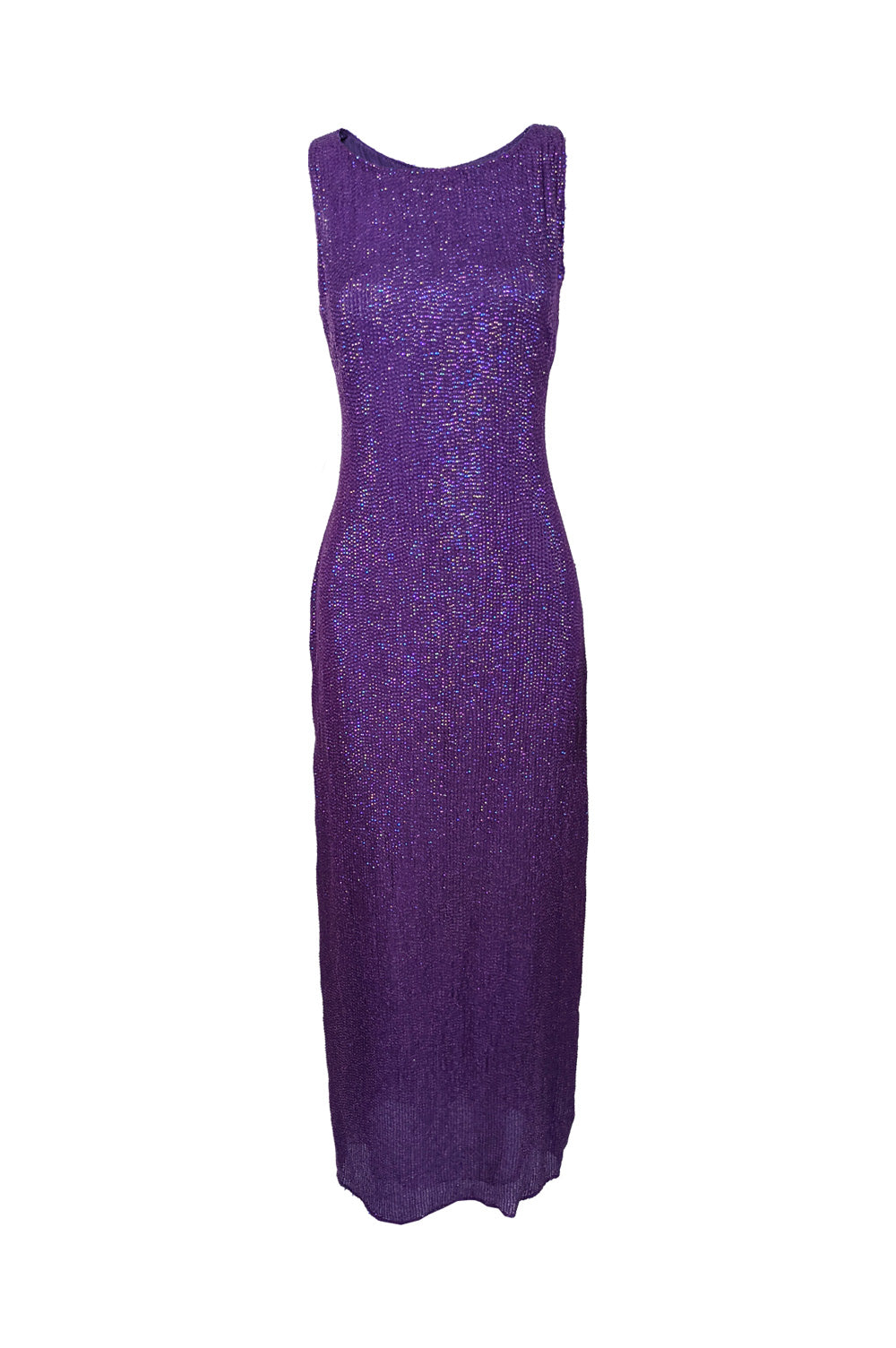 Vintage Purple Fully Sequinned Evening Maxi Dress, 1990s
