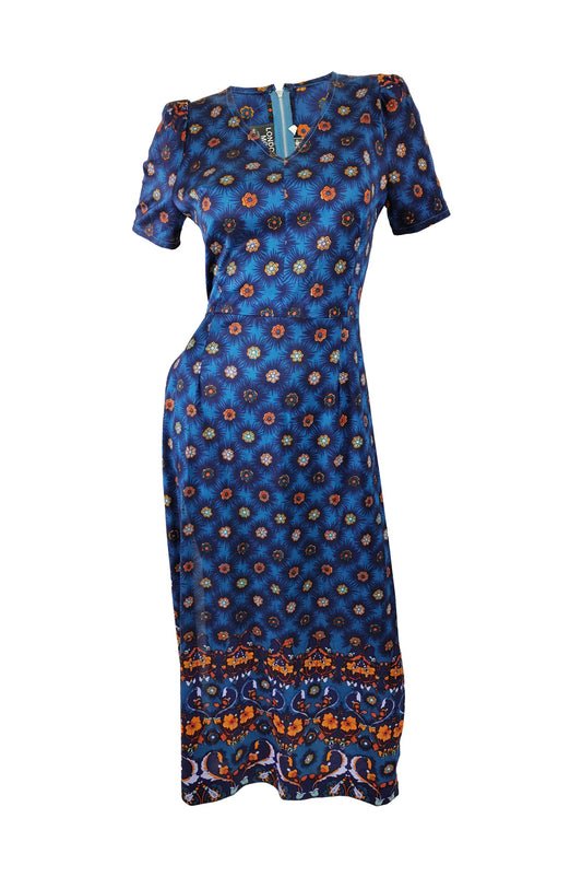 London Mob Vintage 60s Blue Maxi Length Tunic Top, 1960s