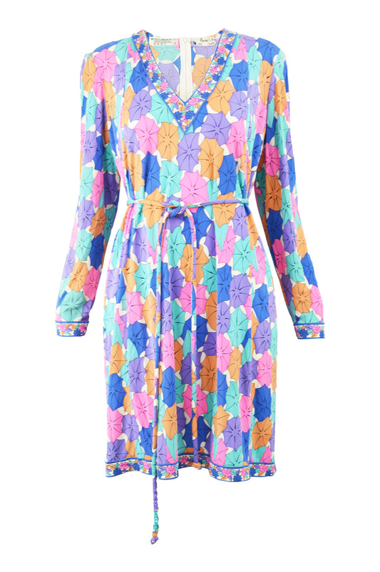 Printed Silk Jersey Vintage Dress, 1980s