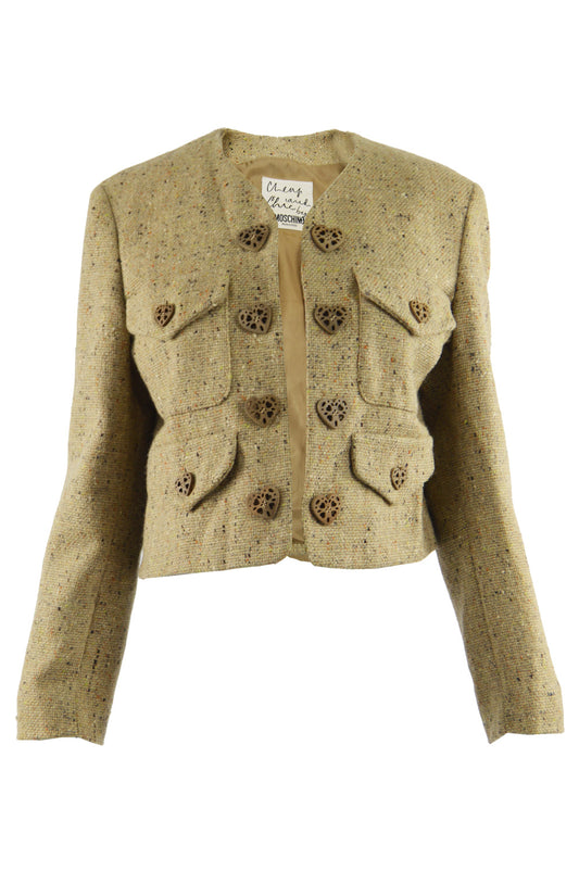 Vintage Women's Love Heart Button Tweed Jacket, 1990s