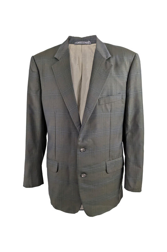 Corneliani Vintage Mens Green Checked Blazer, 1980s