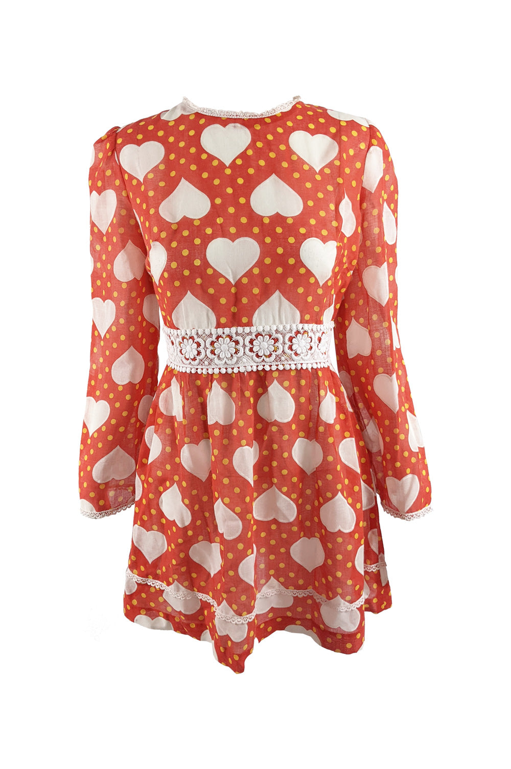 Vintage Sheer Love Heart Pattern Voile Mini Dress, 1960s