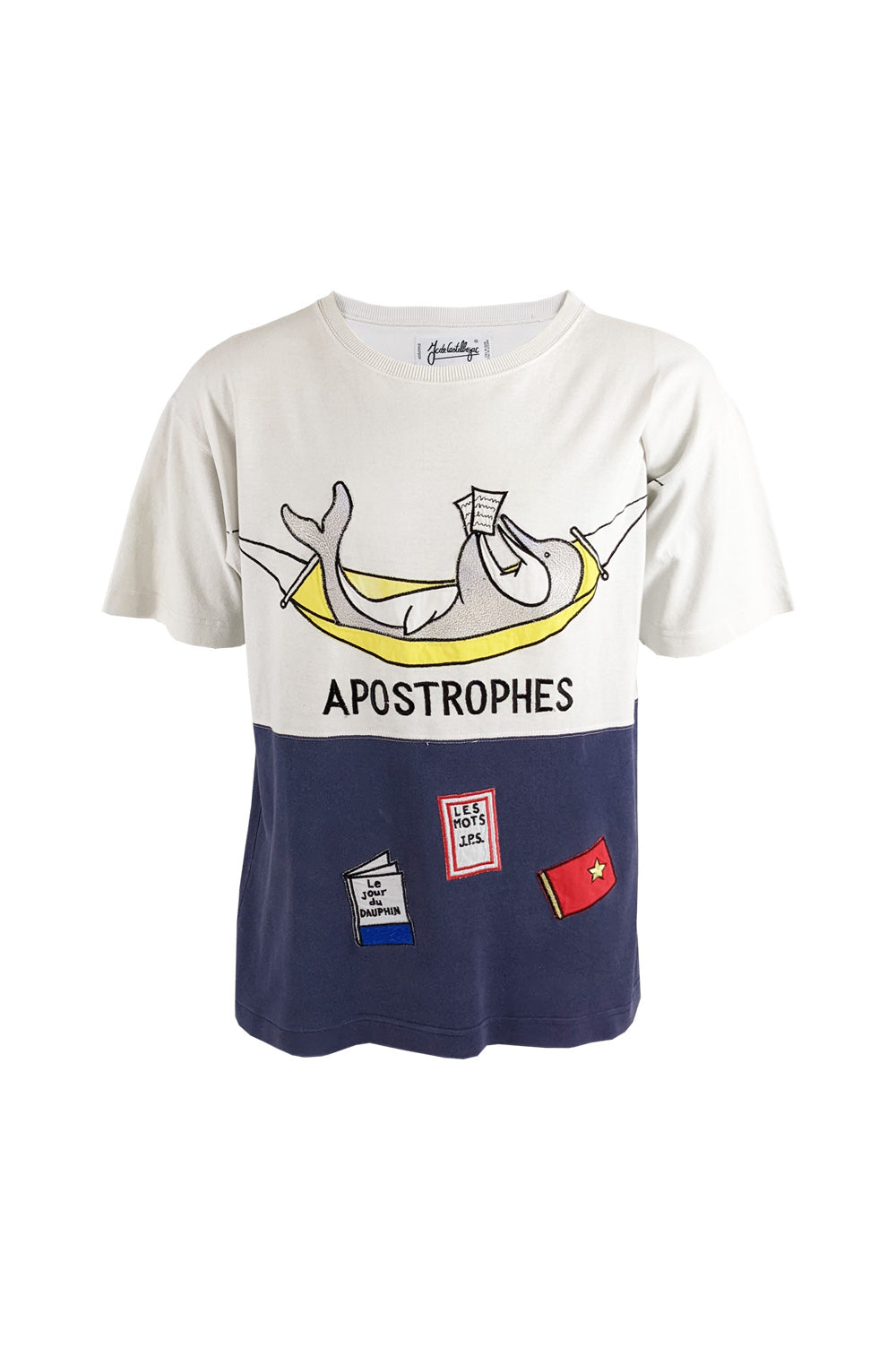 JC de Castelbajac Vintage Mens T Shirt with Literary Dolphin, 1980s