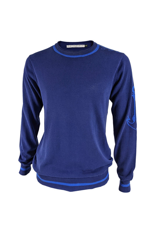 JC De Castelbajac Mens Vintage Blue Intarsia Knit Jumper, 1990s