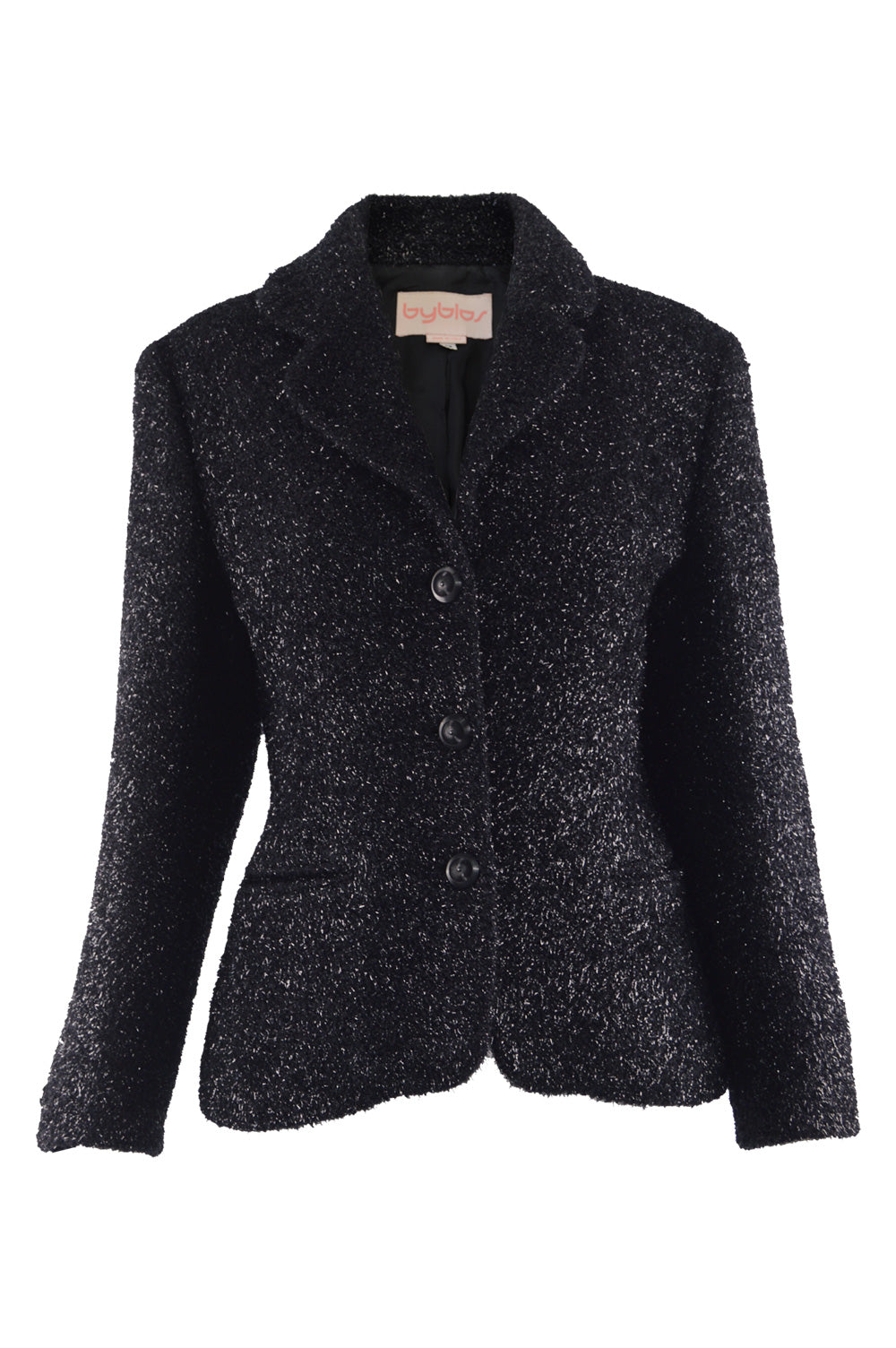 Preowned Black Fuzzy Vintage Lurex & Wool Jacket, 1980s