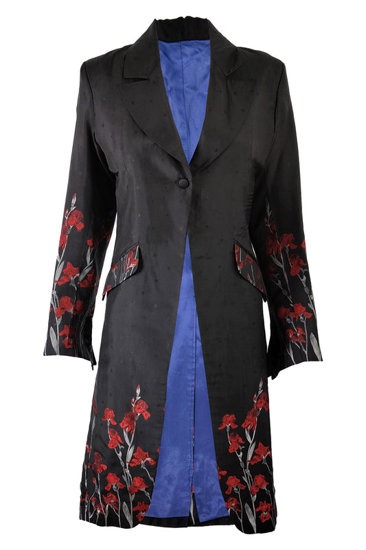 William Hunt Vintage Black & Red Brocade Womens Jacket