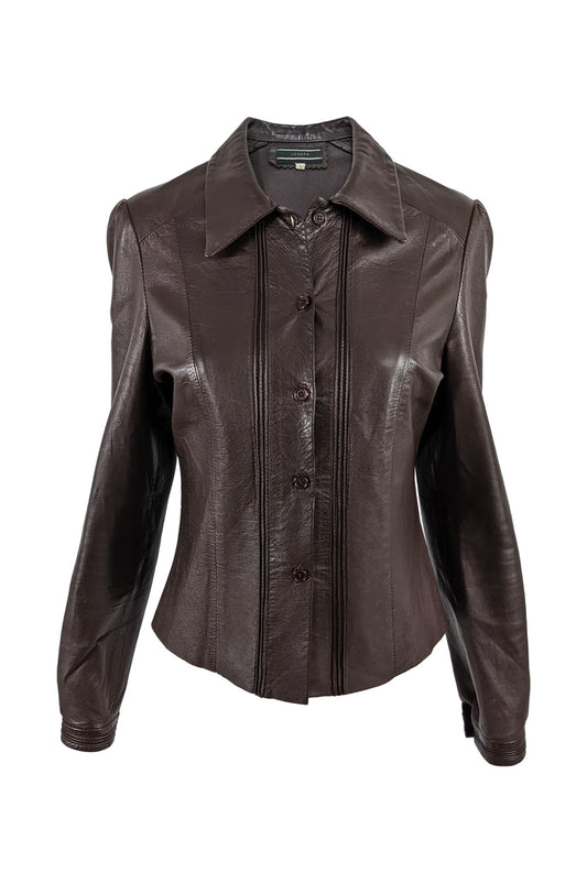 Joseph Vintage Womens Brown Leather Jacket, 1990s