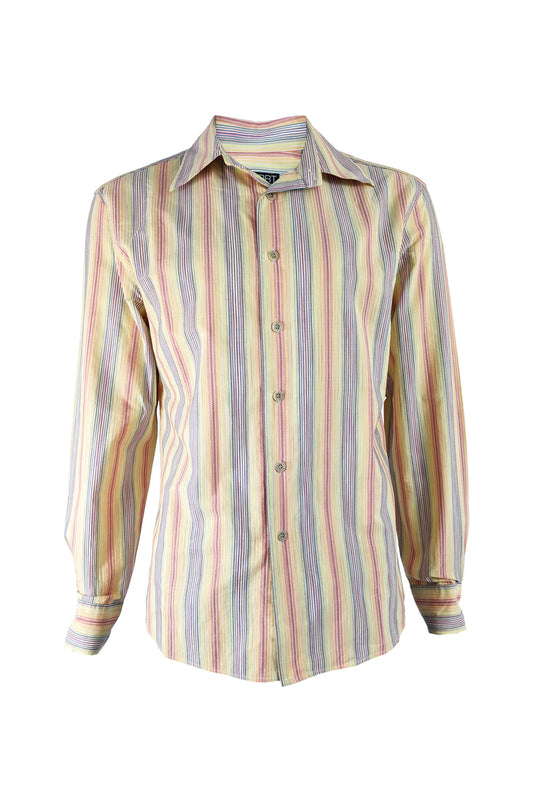 Mens Rainbow Textured Cotton Long Sleeve Shirt, 1990s