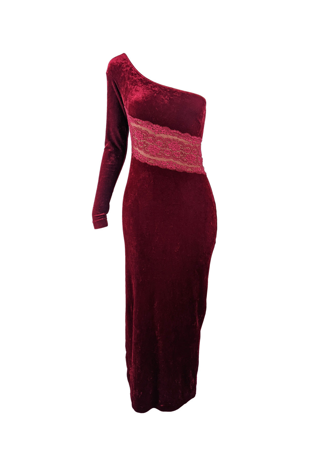 La Perla Vintage Red Velour Bodycon Evening Gown, 1980s