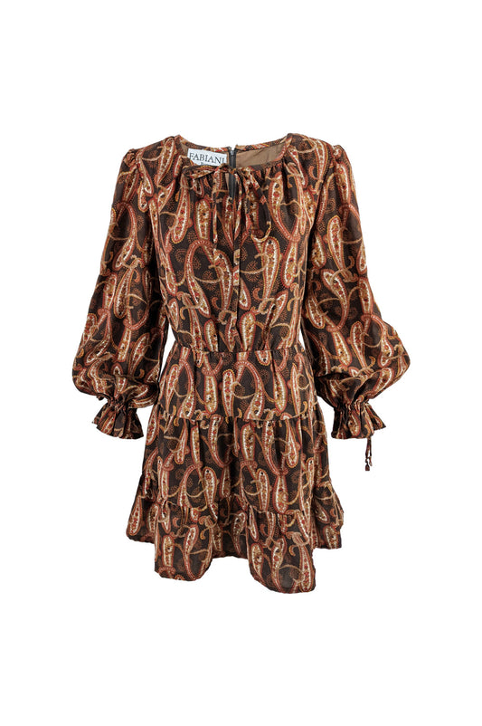 Fabiani Vintage Poet Sleeve Paisley Dress, 1970s