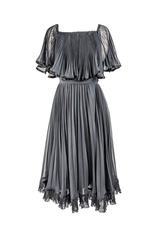 Vintage Accordion Pleat Evening Dress, 1980s