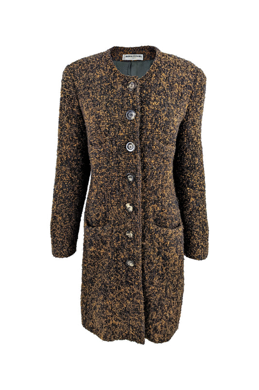Sonia Rykiel Vintage Brown & Black Tweed Coat, 1980s
