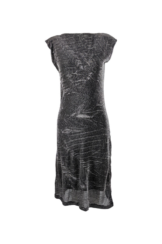 Vintage Lightweight Crinkled Silver Lurex Dress, 1990s