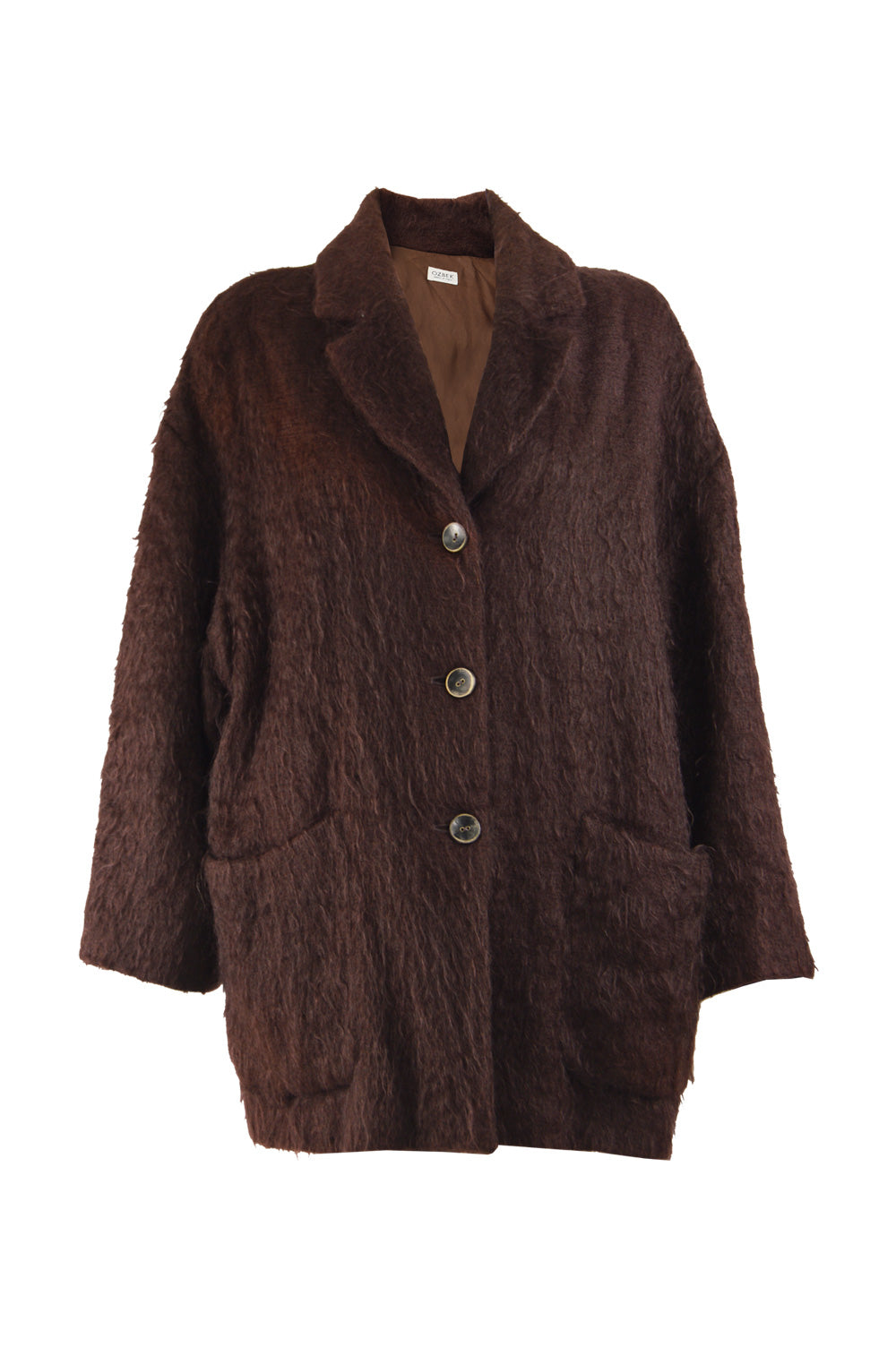 Womens Brown Vintage Mohair & Wool Oversized Coat, 1980s