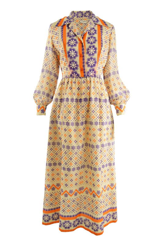 Vintage Cotton Voile Boho Maxi Dress, 1970s