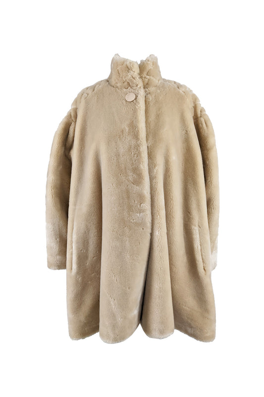 Vintage Oversized Blonde Faux Fur Trapeze Coat, 1980s