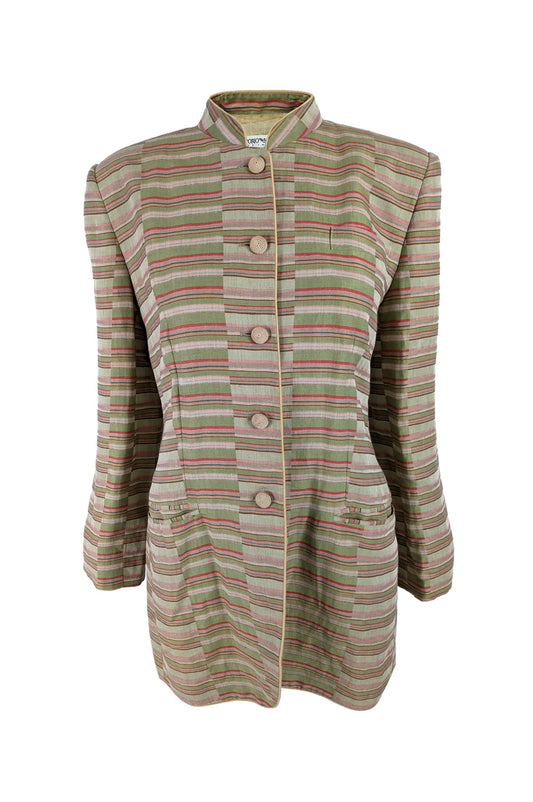 Vintage Womens Nehru Collar Linen Jacket, S/S 1994
